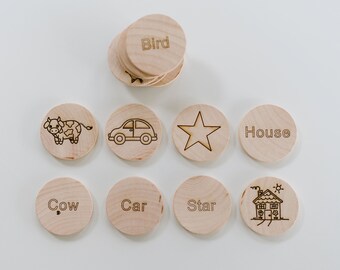 Wooden Matching Game: Sight Words & Pictures, Montessori Toy
