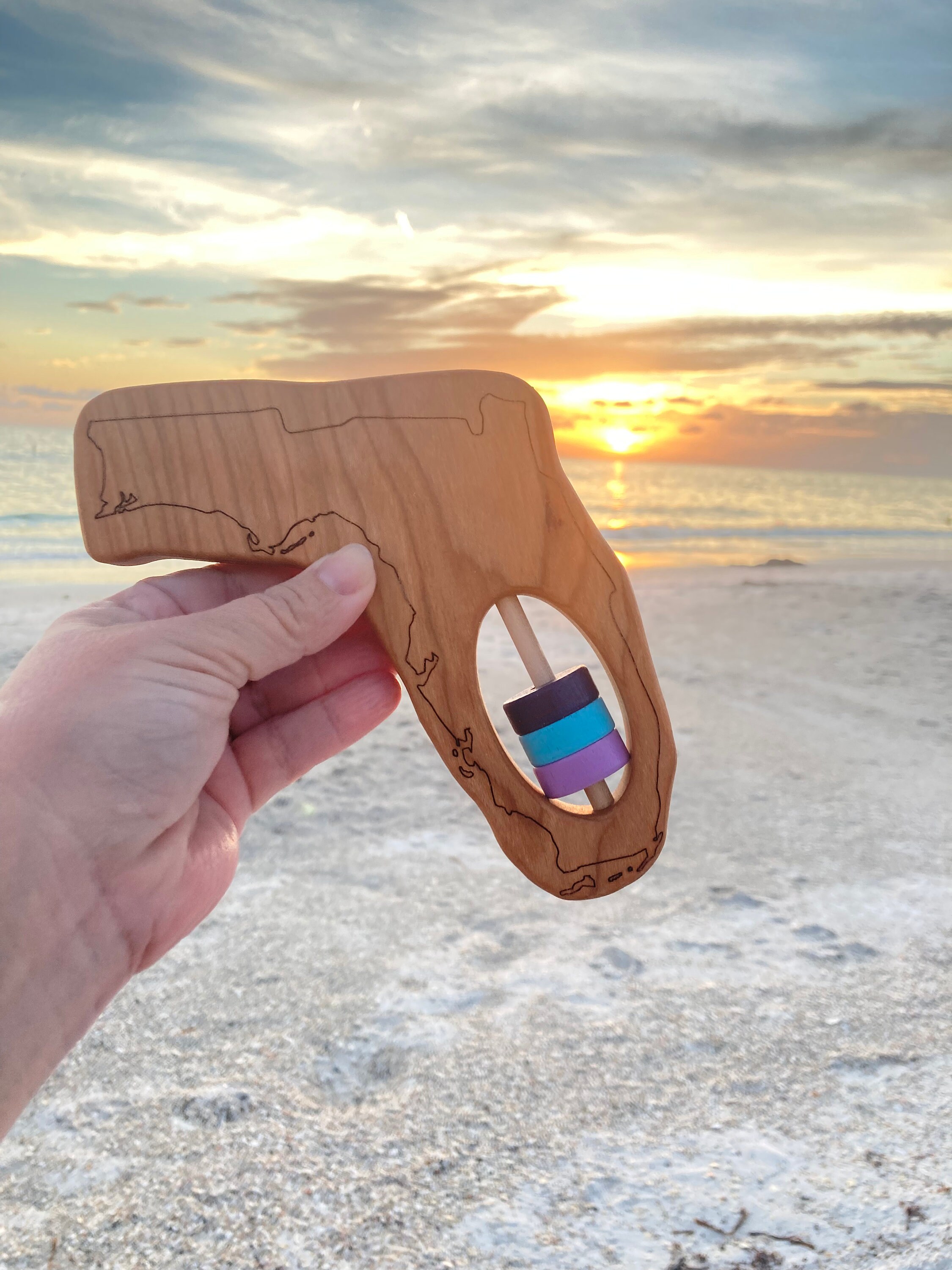 Modern Baby Rattle Florida State Wooden Baby Rattle: Modern Organic Toy - Etsy