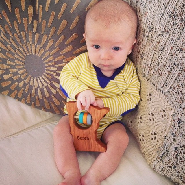 Modern Baby Rattle Minnesota State Baby Rattle: Modern Wooden Toy, Organic Keepsake - Etsy