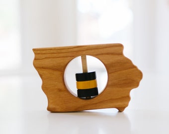 Iowa State Baby Rattle™ - State of Iowa Wooden Organic Rattle Toy