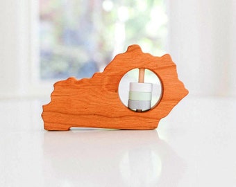 Kentucky State Baby Rattle™ - Modern Wooden Baby Toy - Organic and Natural