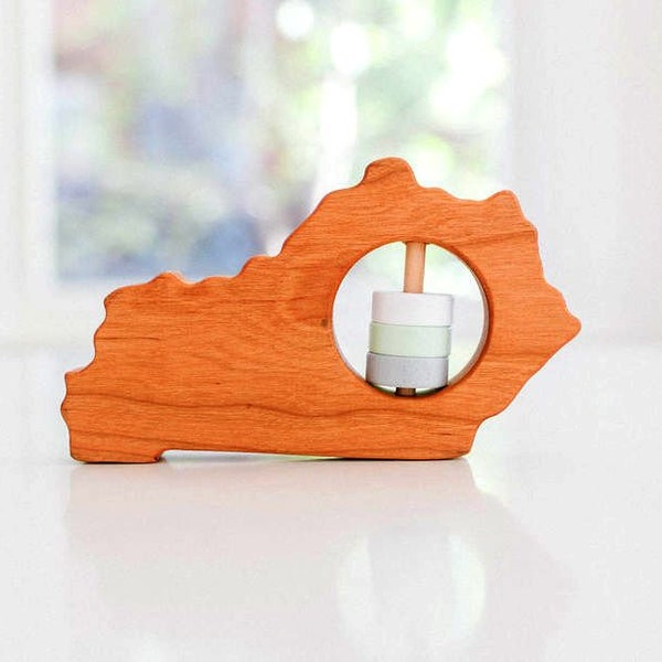 Kentucky State Baby Rattle™ - Modern Wooden Baby Toy - Organic and Natural