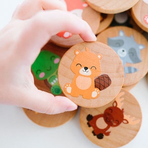 Woodland Animals Wooden Memory Matching Set Kids Matching Game Educational Tool by Bannor Toys image 4