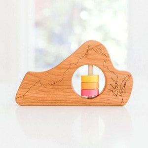 Virginia State Rattle™- Modern Wooden Baby Toy - Organic and Natural