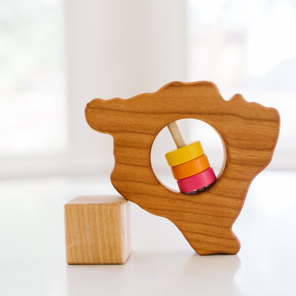 Hawaii State Big Island Baby Rattle™ - Modern Wooden Baby Toy - Organic and Natural