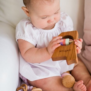 MISSISSIPPI State Baby Rattle™ Modern Wooden Baby Toy Organic and Natural image 2