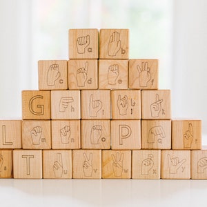 Sign Language Blocks ASL learning toy blocks for preschool and toddlers American Sign Language image 1