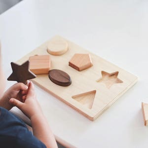 Wooden Shape Puzzle Wooden Toy Toddler Toy Baby Toy Wood Toy Educational Toy Waldorf Toy Wood Puzzle Toy Montessori Toy Educational Toy image 1