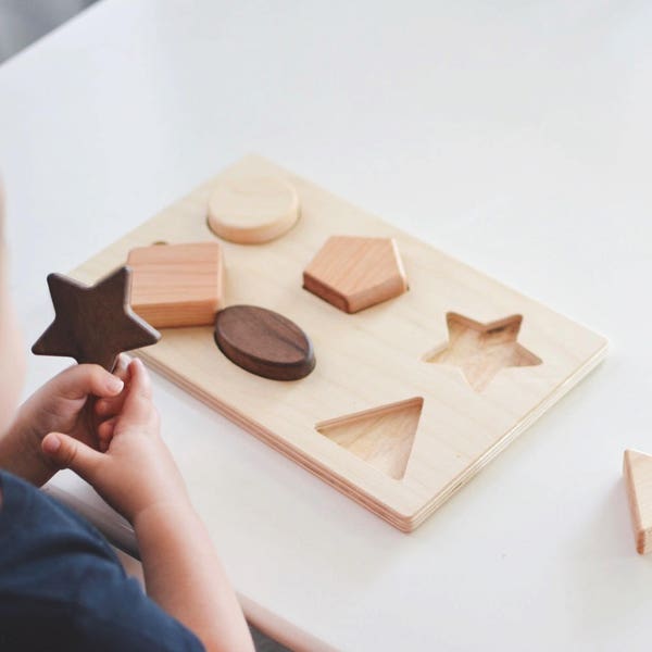 Wooden Shape Puzzle Wooden Toy Toddler Toy Baby Toy Wood Toy Educational Toy Waldorf Toy Wood Puzzle Toy Montessori Toy Educational Toy