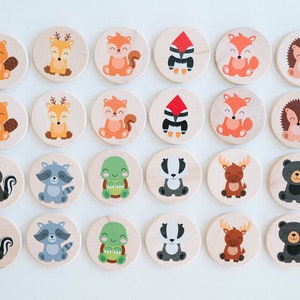 Woodland Animals Wooden Memory Matching Set Kids Matching Game Educational Tool by Bannor Toys image 2