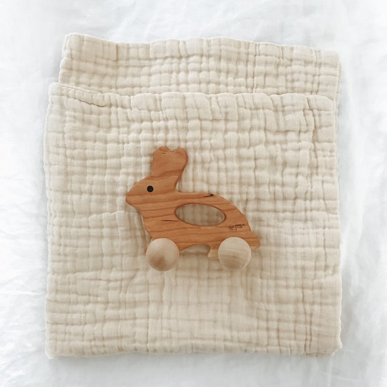Wooden Bunny Push Toy Waldorf and Montessori Animal Toy image 7