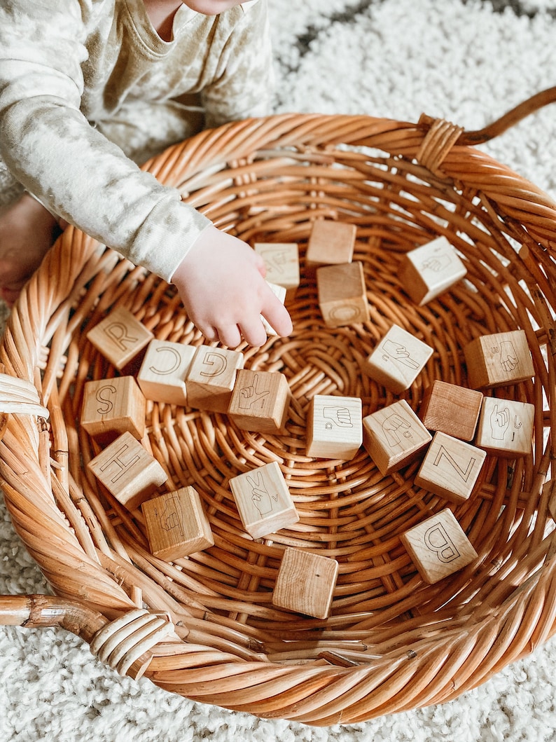 Sign Language Blocks ASL learning toy blocks for preschool and toddlers American Sign Language image 5