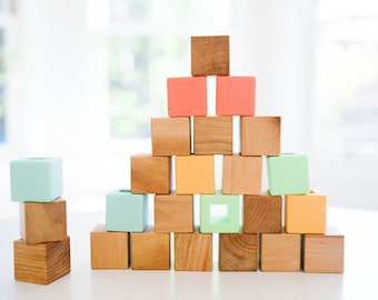 Ensemble de blocs de construction en silicone et bois - blocs en bois pour tout-petits et enfants d'âge préscolaire - cadeau unique pour bébé