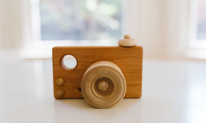 Organic Wooden Toy Camera Pretend Camera for your Little Photographer Photo Camera Prop Imaginative Play Waldorf Montessori image 1