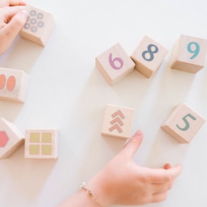 Numbers + Counting Shape Blocks - Organic and Natural Building Blocks Number Block Toys