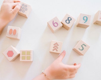 Numbers + Counting Shape Blocks - Organic and Natural Building Blocks Number Block Toys