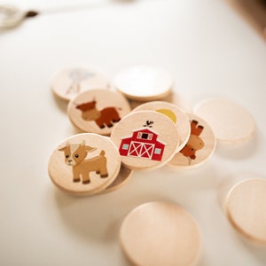 Jeu d'associations de souvenirs en bois à la ferme pour les enfants, l'école à la maison et les agriculteurs d'âge préscolaire image 8