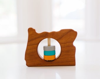 Oregon State Baby Rattle™ - Modern Wooden Baby Toy - Organic and Natural