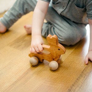 Wooden Bunny Push Toy Waldorf and Montessori Animal Toy image 2
