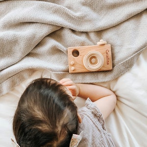 Organic Wooden Toy Camera Pretend Camera for your Little Photographer Photo Camera Prop Imaginative Play Waldorf Montessori image 2