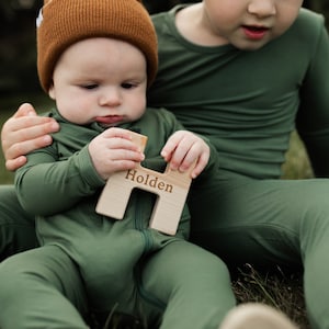 Personalized Wooden Alphabet Grasping Toy: Organic Wood Letter