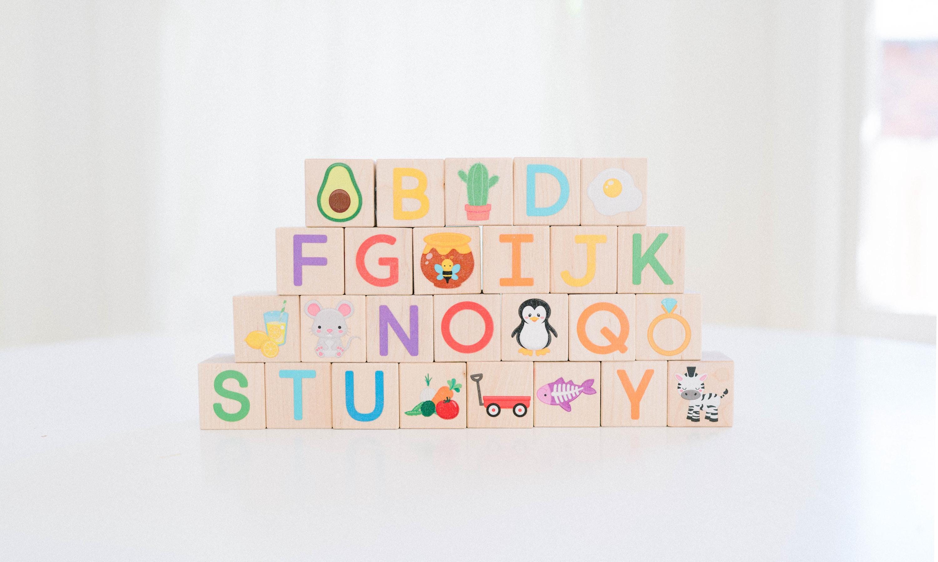 Colorful Picture Alphabet Blocks by Bannor Toys - Wooden Montessori ABC ...