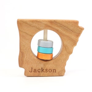 Arkansas State Rattle™ Modern Wooden Baby Toy Organic and Natural image 2