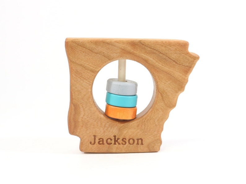 Arkansas State Rattle™ Modern Wooden Baby Toy Organic and Natural image 2