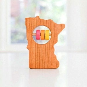 Minnesota State Baby Rattle™ - Modern Wooden Baby Toy - Organic and Natural