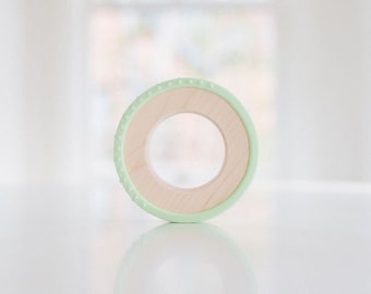 Honeydew Silicone Wrapped Wooden Ring Wood Baby Toy Silicone and Wood Baby Toy