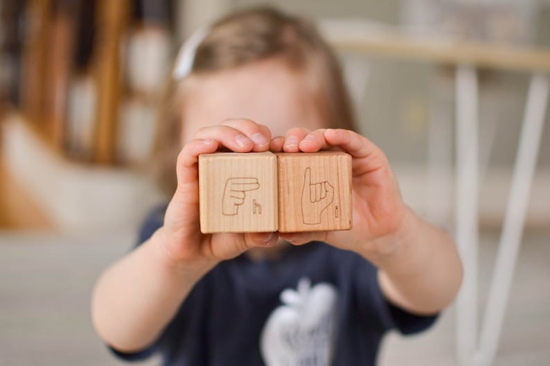 Sign Language Blocks ASL learning toy blocks for preschool and toddlers American Sign Language image 8