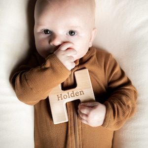 Regalo personalizado para bebé - Juguete del alfabeto de madera Juguetes de agarre Juguetes de letras Juguetes de madera orgánica Letra