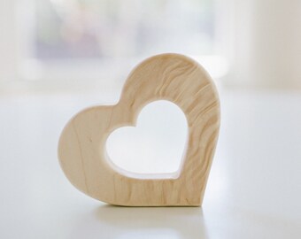 Heart Baby Toy - Wooden Grasping Toy  - Personalized Wood Toys - Heart Baby Teething Toy