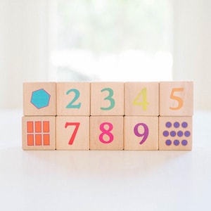 Bright Numbers + Counting Shape Blocks - Organic and Natural Building Blocks Number Block Toys