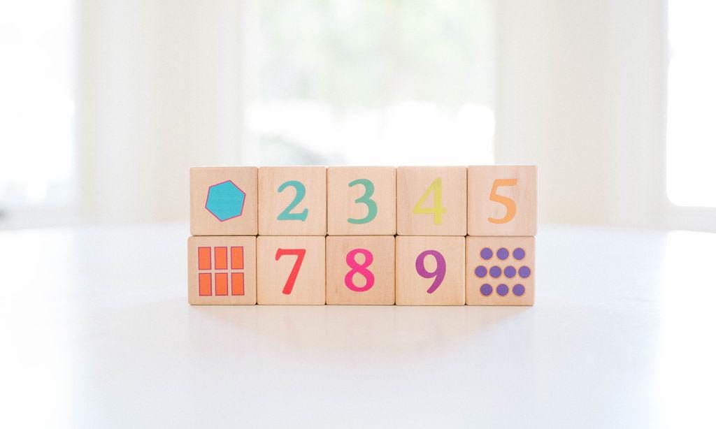 Bright Numbers + Counting Shape Blocks - Organic and Natural Building Blocks Number Block Toys