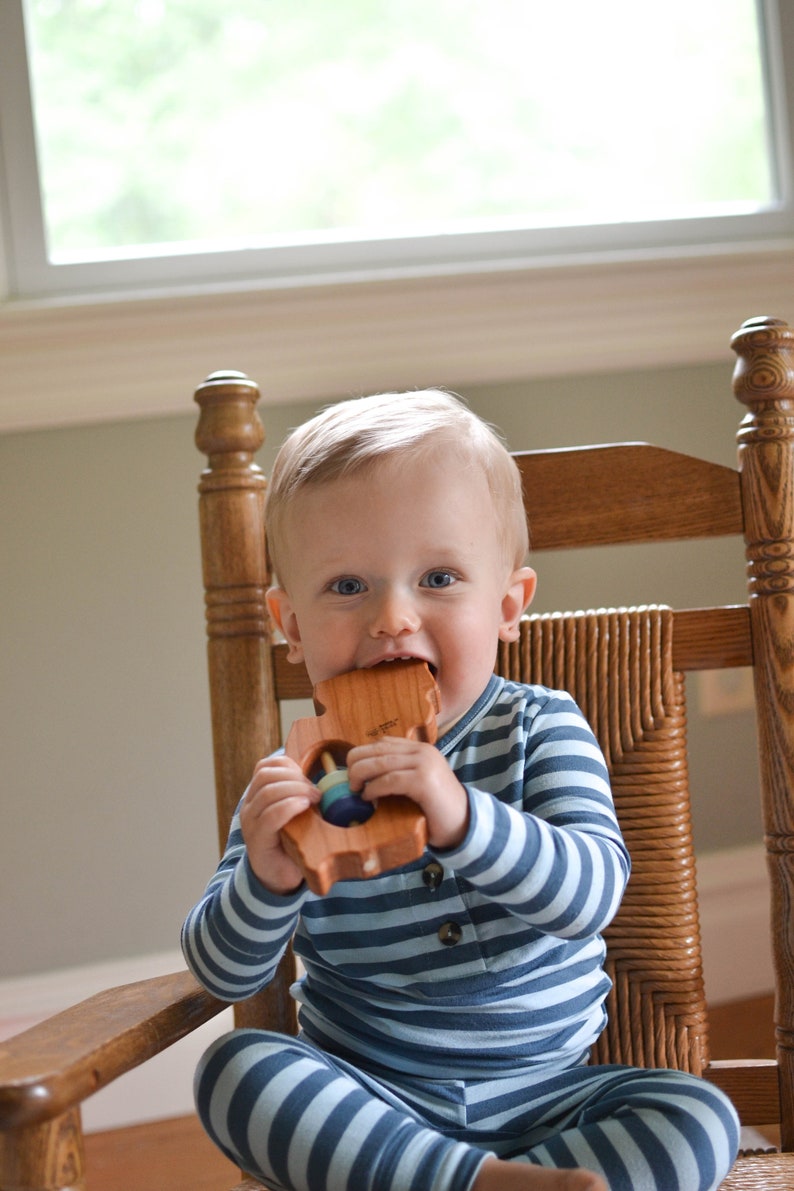 NEW JERSEY State Baby Rattle™ Modern Wooden Baby Toy Organic and Natural image 8