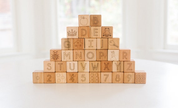 Deluxe ABC 123 Wooden Blocks Wooden Toy Blocks Building Blocks Wood Blocks  Toy Blocks Alphabet Blocks Baby Blocks Wooden Toy Wood Toy Blocks 