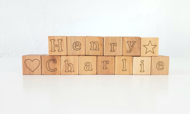 Personalized Baby Blocks Organic Wood Name Blocks for play, photos, nursery decor image 8