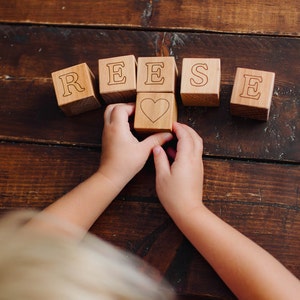 Personalized Baby Blocks - Organic Wood Name Blocks for play, photos, nursery decor