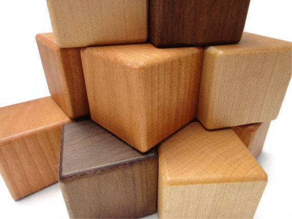 Lot 100pcs natural wooden building blocks bricks eco toy cubes set kids wood 