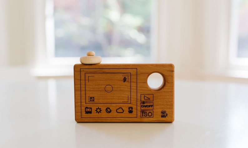 Organic Wooden Toy Camera Pretend Camera for your Little Photographer Photo Camera Prop Imaginative Play Waldorf Montessori image 6