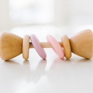 Colorblock Wooden Baby Rattle: PETAL Classic Toy