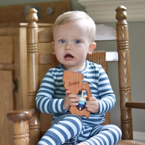 NEW JERSEY State Baby Rattle™ Modern Wooden Baby Toy Organic and Natural image 3