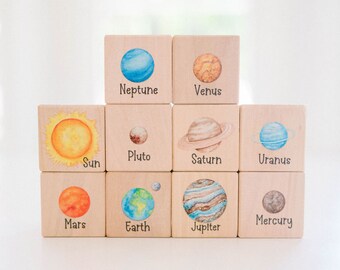 Solar System Planet Blocks - Organic and Natural Building Blocks Solar System Learning Planet Block Toys