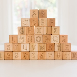 Deluxe ABC 123 Wooden Blocks Wooden Toy Blocks Building Blocks Wood Blocks Toy Blocks Alphabet Blocks Baby Blocks Wooden Toy Wood Toy Blocks image 5