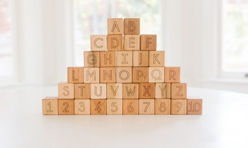 Deluxe ABC 123 Wooden Blocks Wooden Toy Blocks Building Blocks Wood Blocks Toy Blocks Alphabet Blocks Baby Blocks Wooden Toy Wood Toy Blocks image 5