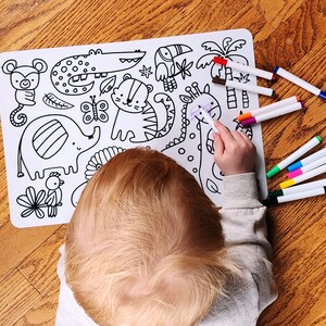 Washable Coloring Mat Reusable Silicone Coloring Mat Erasable Coloring Placemat by Bannor Toys image 5