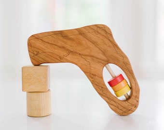 Florida Baby Rattle™ - Jouet pour bébé en bois moderne - Biologique et naturel