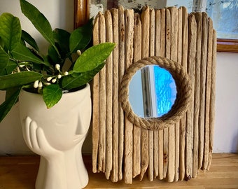 Driftwood Mirror, Rustic Mirror, Handmade Mirror, Upcycled Mirror, Cottage Style Mirror, Accent Mirror