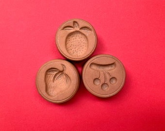 Vintage Decorative Fruit Clay Molds/ Pottery/Ceramic Stamps , Flea Market Finds